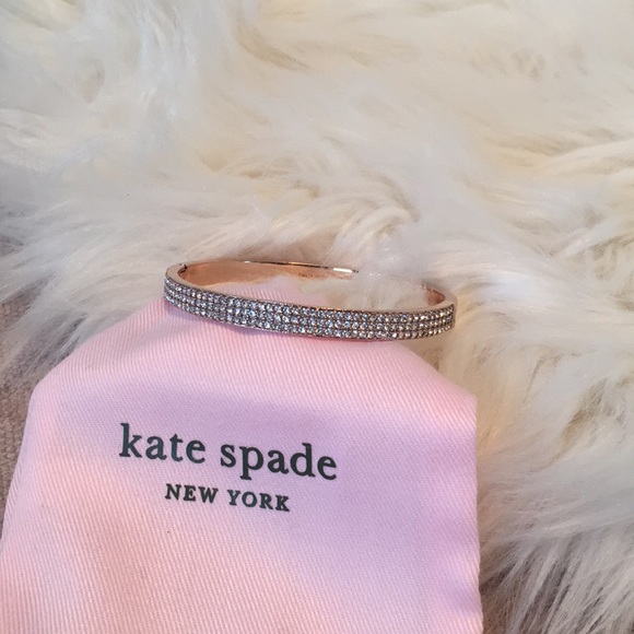 kate spade Jewelry - Kate Spade Pavé Rhinestone Rose Gold Tone Bangle